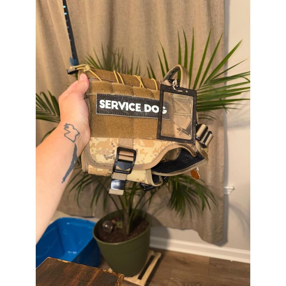 Tactical Service Dog Harness Vest Digital Desert Camo Patches ID Holder